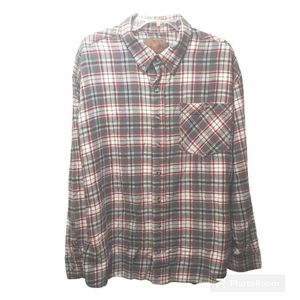 Vtg Ranch Tough Flannel Shirt Fall Lumberjack Cowboy Red Plaid Button Men Sz 2X